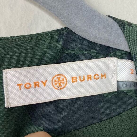 Tory Burch Silk Green Top Blouse Сrystallized Size 2 - Picture 8 of 11